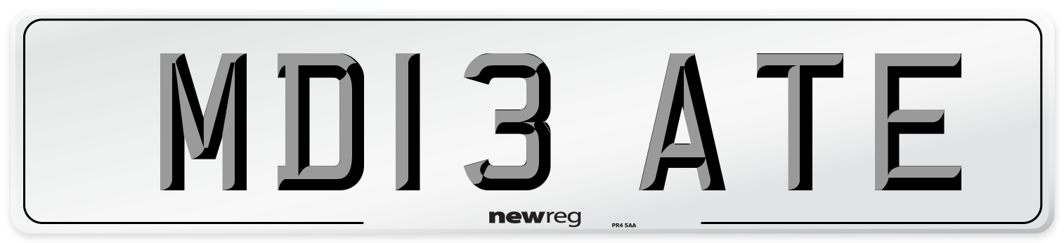 MD13 ATE Number Plate from New Reg